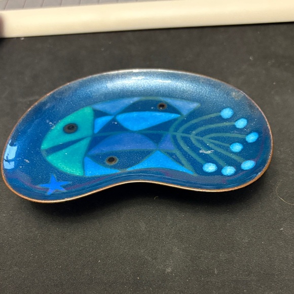 Abstract Rare Vintage Rare Miguel Pineda Enamel On Copper Dish - Picture 3 of 6